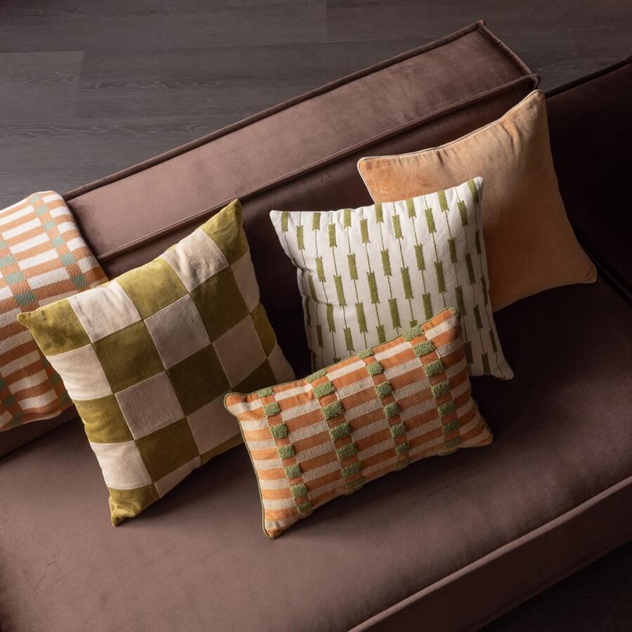 WOOOD Kussen Vola Set van 4 stuks Groen Oranje