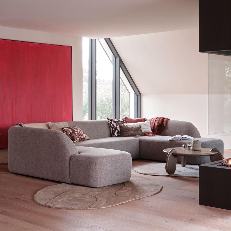 BePureHome | Sloping U-vorm Hoekbank Grijs Melange | Zitmeubels woonkamer | HoekbankModulaire banken