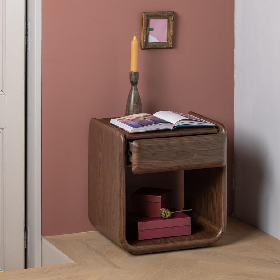 WOOOD Nachtkastje Elura Met 1 lade Bruin