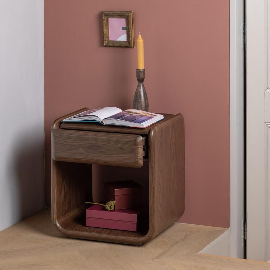 WOOOD Nachtkastje Elura Met 1 lade Bruin