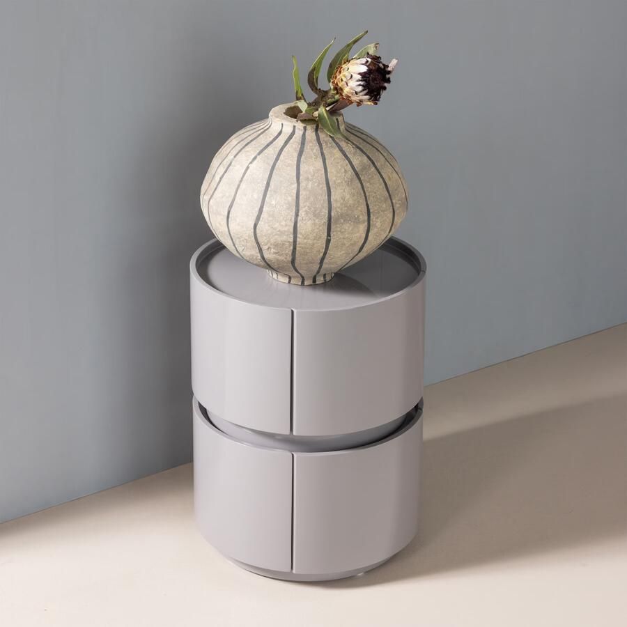 WOOOD Nachtkastje Lunex Met 2 laden Lichtgrijs