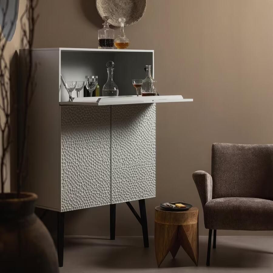 WOOOD Opbergkast Carved Mangohout 146 x 90cm Grijs BePureHome - Foto 6