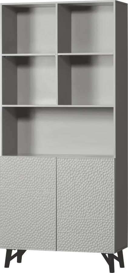 WOOOD Rek Carve Staande plank met 2 deuren met open vakken 2 deuren h 200 cm x b 90 cm - Foto 7