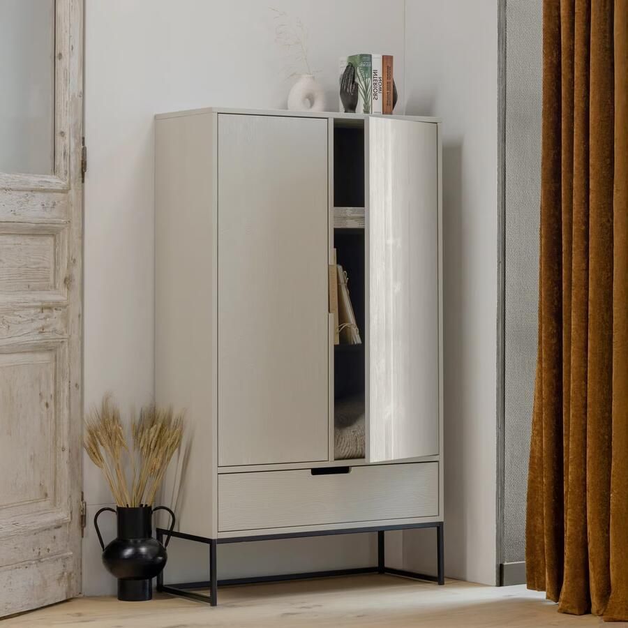 WOOOD | Silas 2-deurs Kast Geborsteld Grenen Dust | Woonkamer meubels | BergkastKast - Foto 9