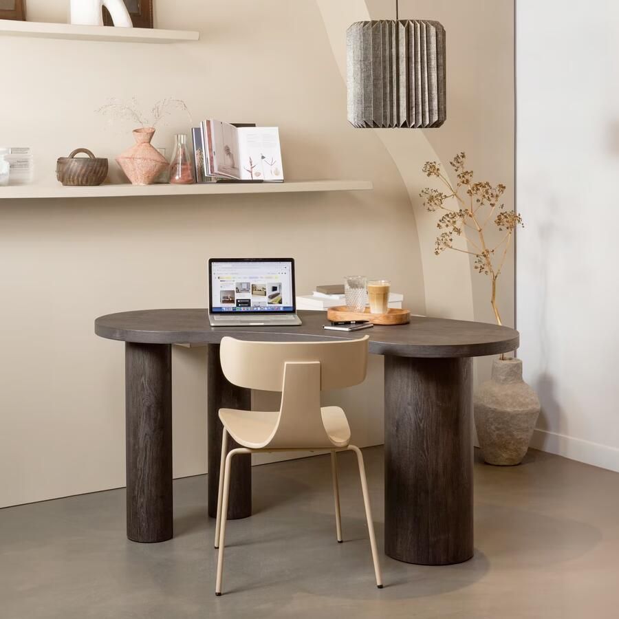 WOOOD | Maan organisch sidetable bureau mdf donkerbruin | Woonkamertafels | Bureau