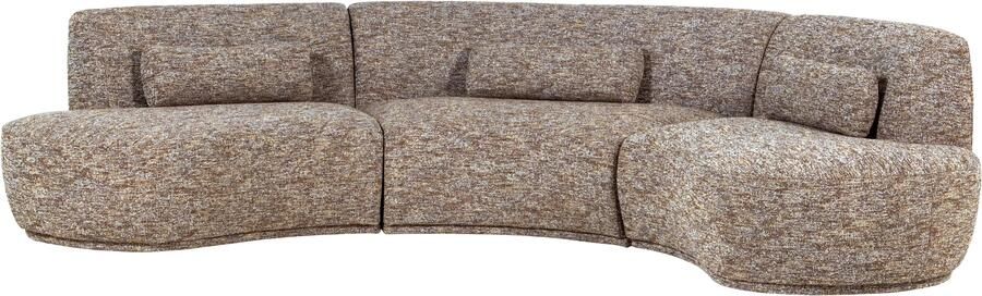 WOOOD | Batavier half ronde 6-zitsbank lichtbruin melange | Zitmeubels woonkamer | Hoekbank