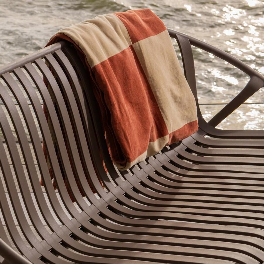 WOOOD Zena plaid velvet roestbruin beige (1x170x130 cm)