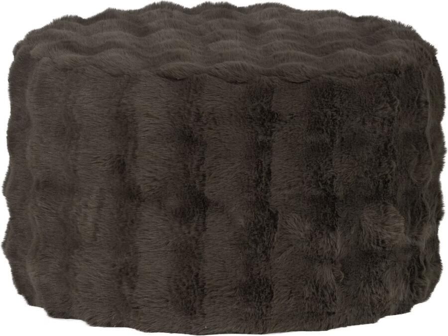 WOOOD | Olven poef laag fluffy stof bruin | Woonaccessoires | Poef