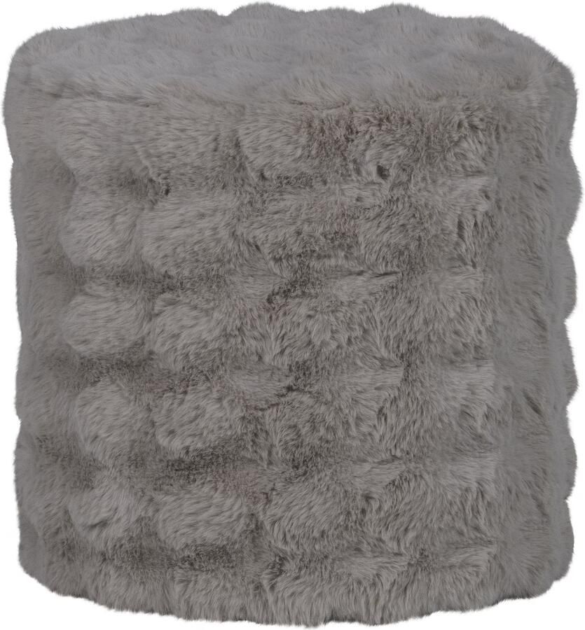 WOOOD | Olven poef hoog fluffy stof naturel | Woonaccessoires | Poef