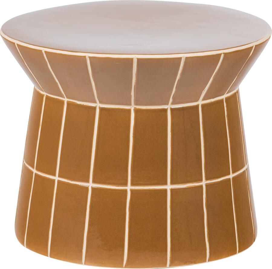 WOOOD Ronde Bijzettafel Plu Keramiek 38cm Honinggeel