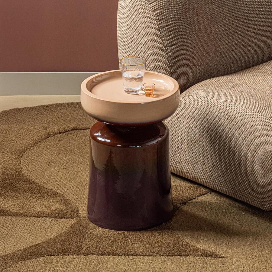 WOOOD Ronde Bijzettafel Tumo Keramiek 35cm Paars Bruin