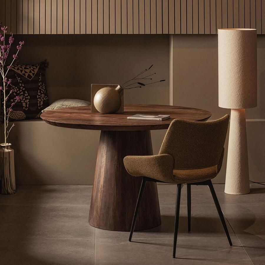 BePureHome | Limit eetkamertafel rond mango hout walnoot -Ø130cm | Eettafels | Eettafel - Foto 2