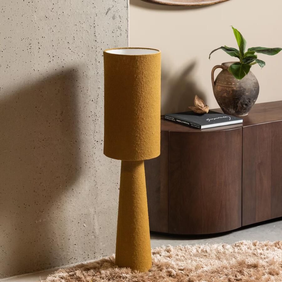 Woood tafellamp Loft Metaal|Bouclé Tapenade 90xØ22 cm