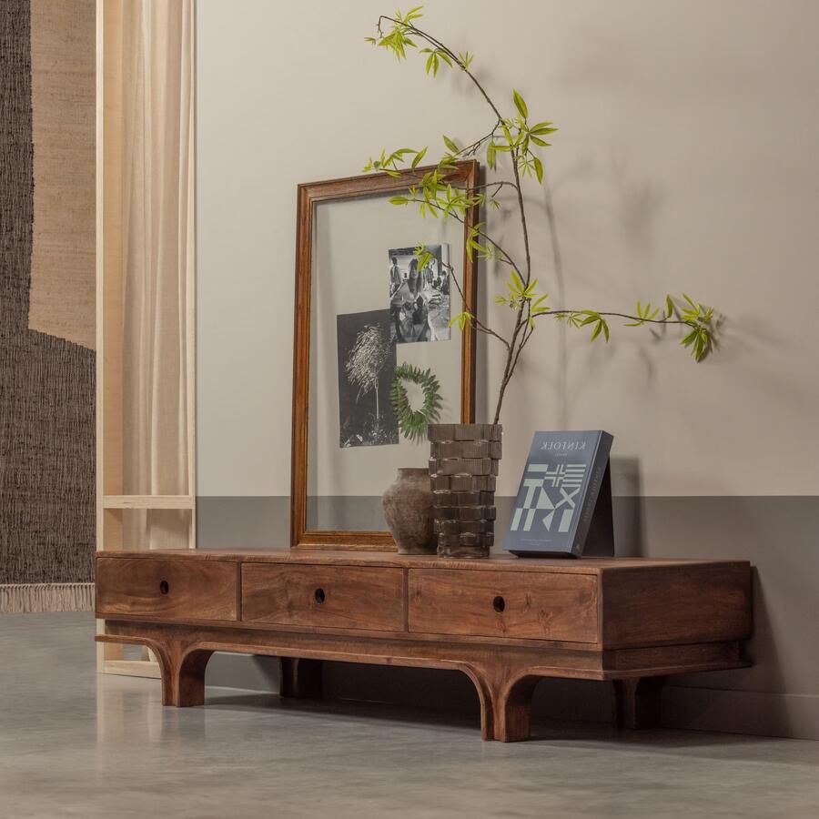 WOOOD | Staes tv-meubel 3 lades mango hout walnoot | Woonkamer meubels | Tv-dressoirTv-meubel - Foto 2