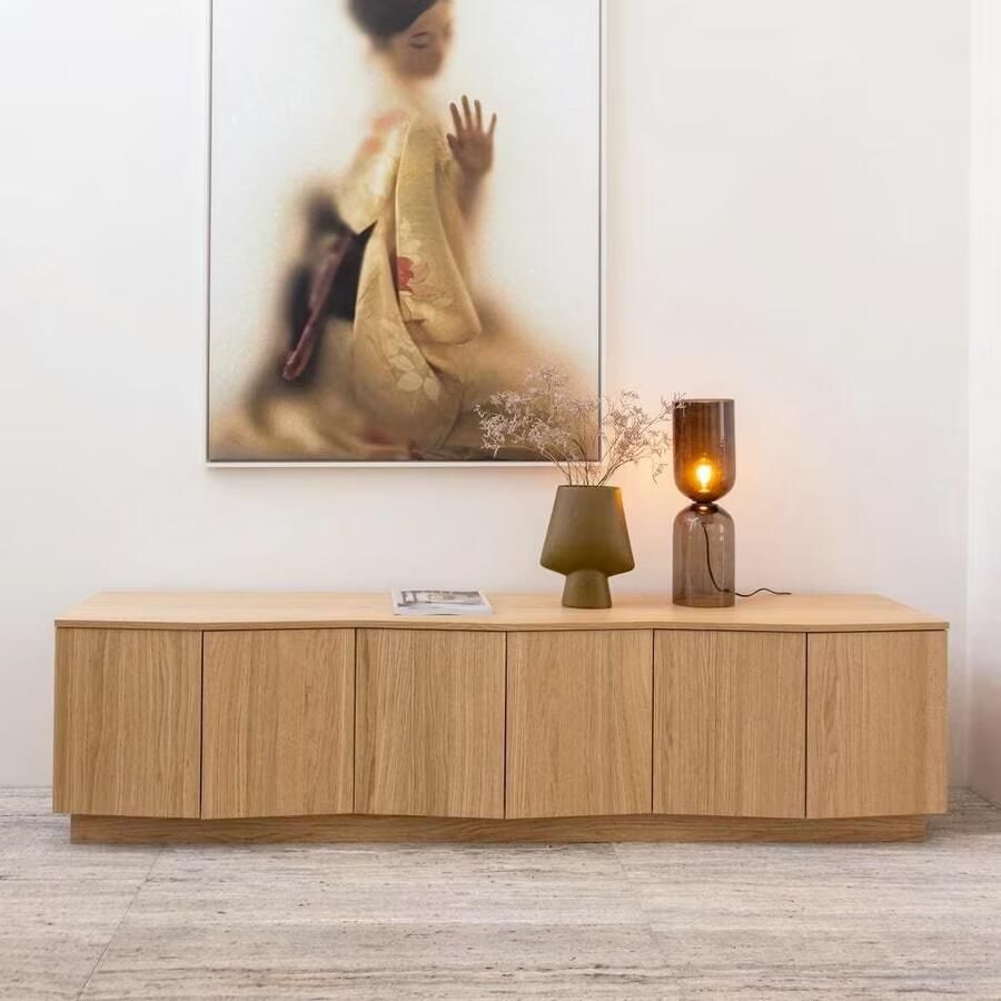 Woood Zuma tv-meubel Push-To-Open Eiken Transparant 52x200x45