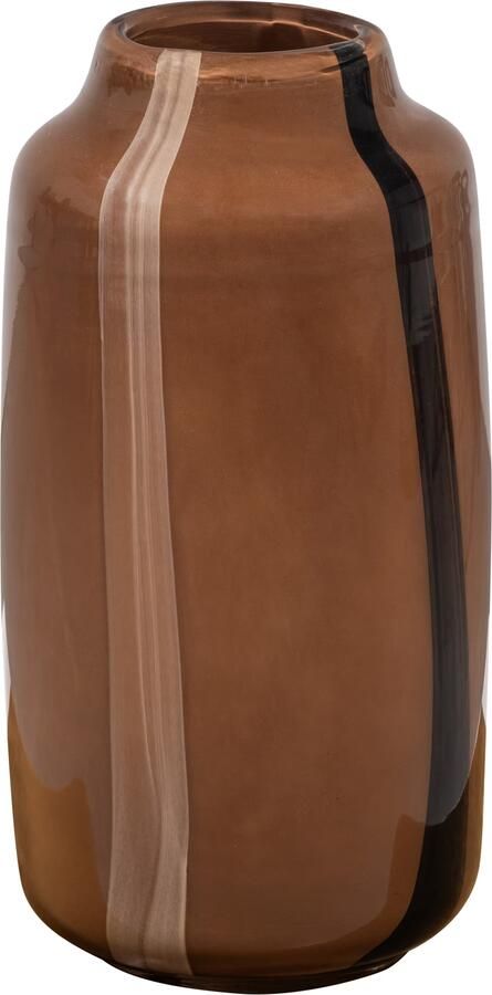 WOOOD | Selena vaas glas met streep bruin | Woonaccessoires | Vaas