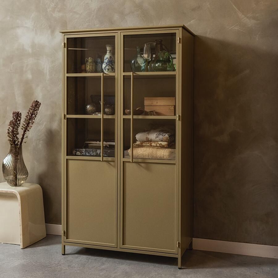 WOOOD Vitrinekast Exhibit met glazen deuren en veel opbergruimte h 170 cm x b 99 cm