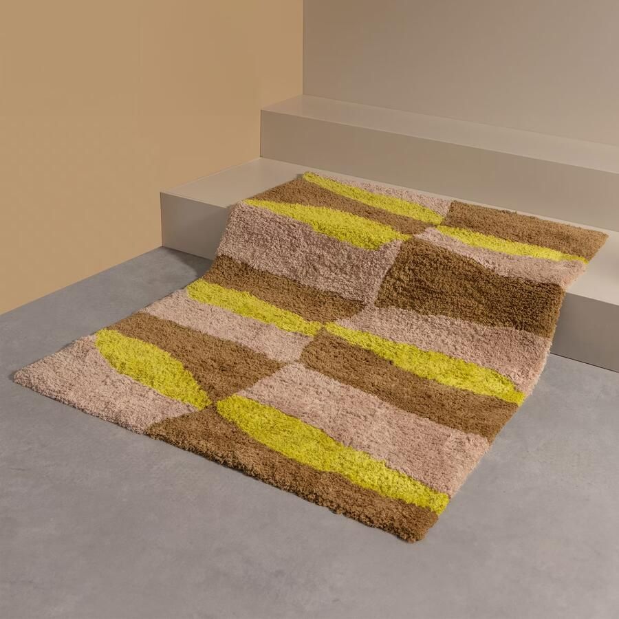 WOOOD | Musa vloerkleed grafisch dessin naturel geel 170x240cm | Woonaccessoires | Vloerkleed