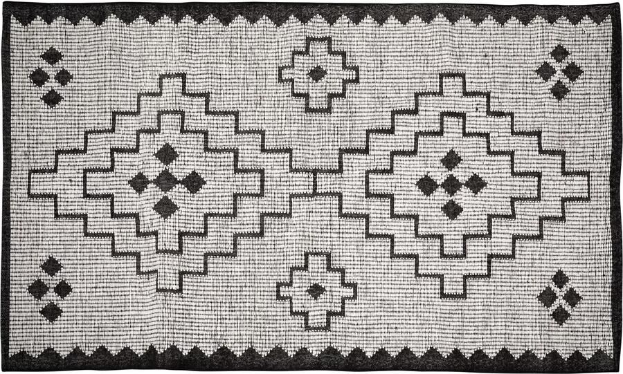 WOOOD | Omari vloerkleed wol jute naturel zwart 160x230cm | Woonaccessoires | Vloerkleed