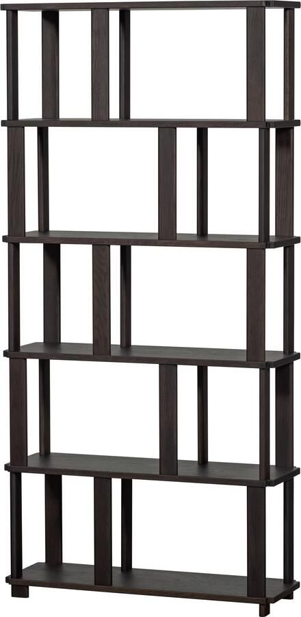 WOOOD | Riss boekenkast eikenhout mystic brown 186x90cm | Woonkamer meubels | Boekenkast | Kast - Foto 4