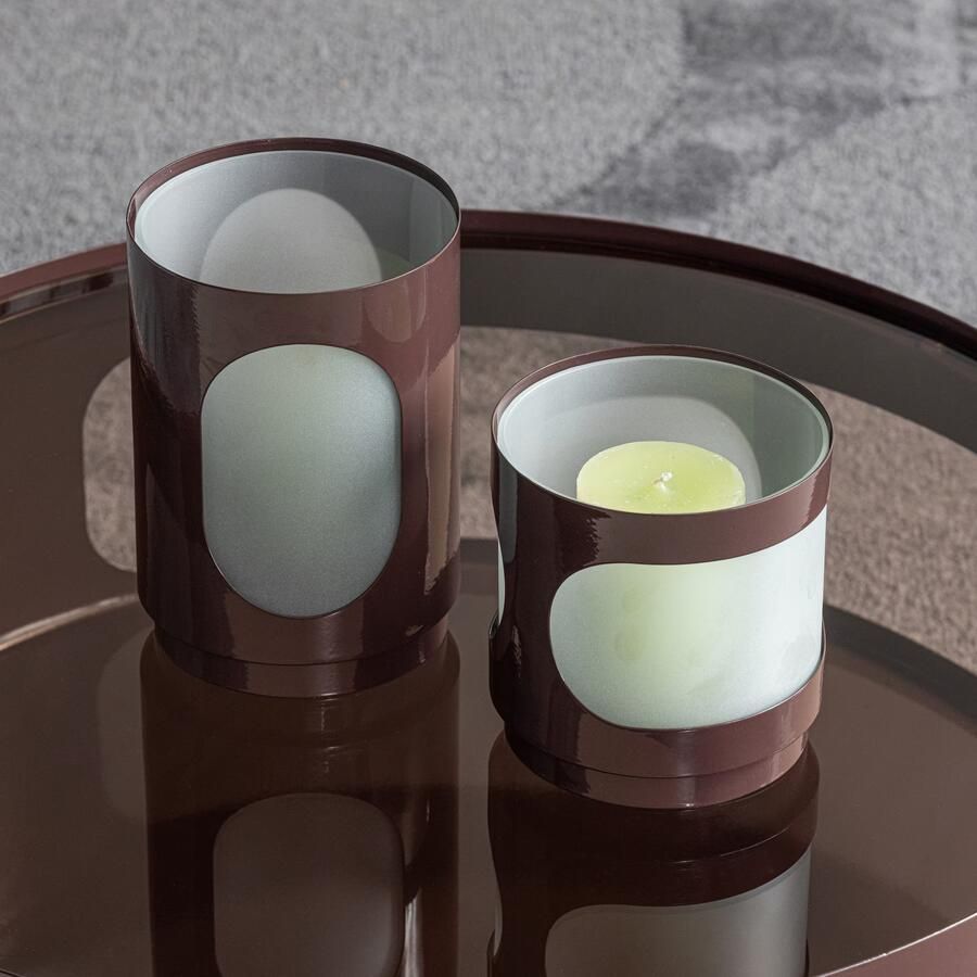 WOOOD Windlicht Tavo Set van 2 stuks Bruin