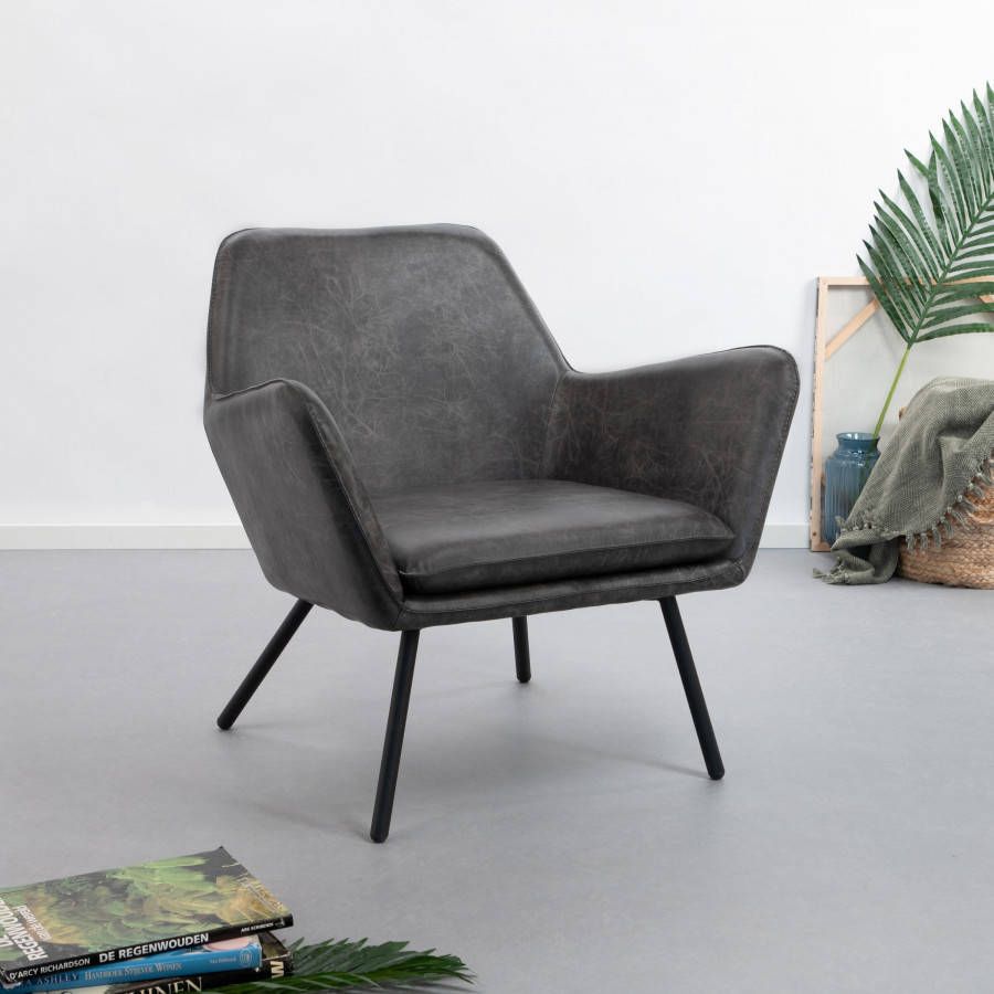 White Label Living | White Label Living | Fauteuil Bon Dark Grey | Zitmeubels woonkamer | Fauteuil | Zitmeubels woonkamer | Fauteuil