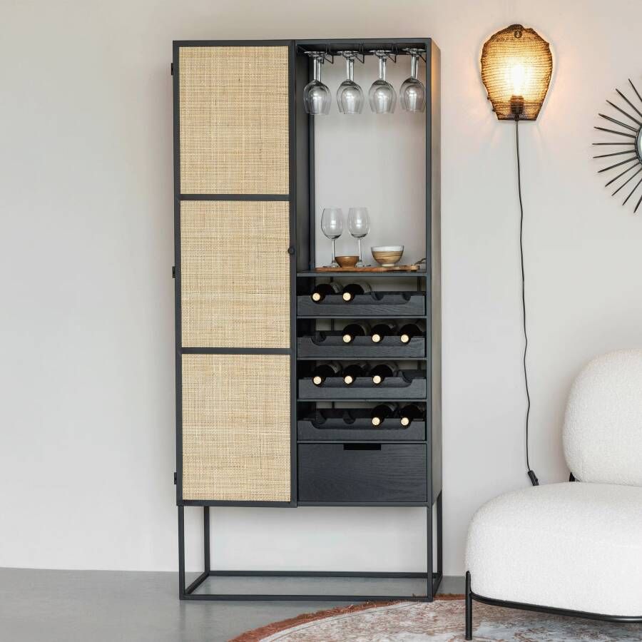 ZILT Wijnkast Richie Webbing Voor 16 flessen Bruin