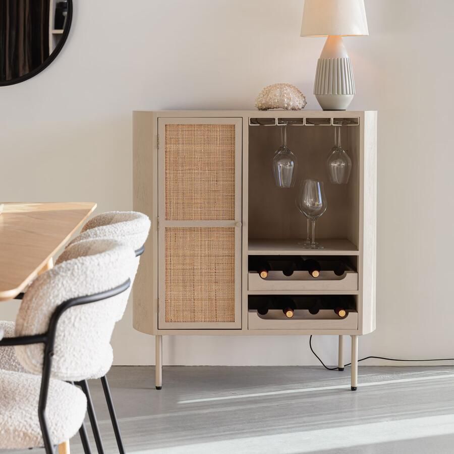 ZILT Wijnkast Meja Rattan 100 x 90cm Beige