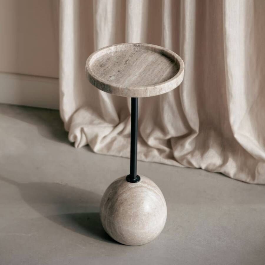 Zuiver Ronde Bijzettafel Cocktail Marmer 25cm Grijs