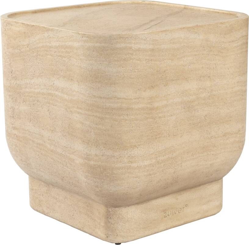 Zuiver Vierkante Bijzettafel Noble Travertinlook 45 x 45cm Beige