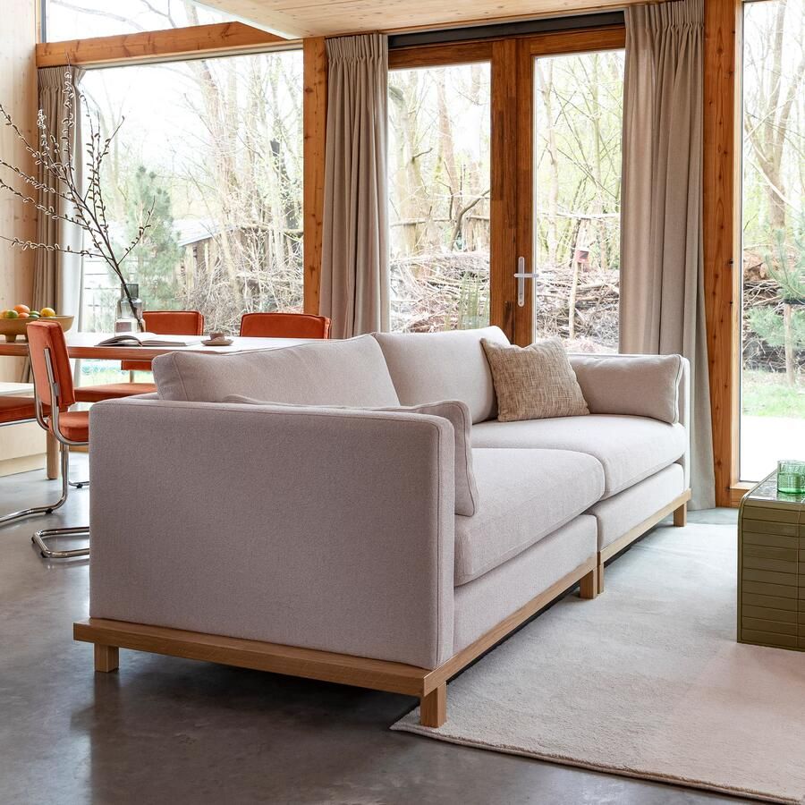 Zuiver 3-zits Bank Blossom Bouclé en geweven stof Zand