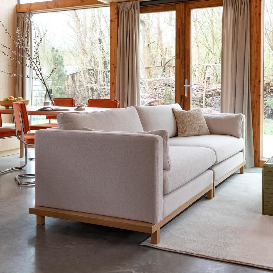 Zuiver 4 5-zits Bank Blossom Eikenhout en bouclé Zand