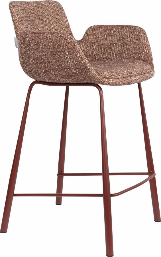 Zuiver Barkruk Brit Grof Bouclé Rood (zithoogte 67cm)