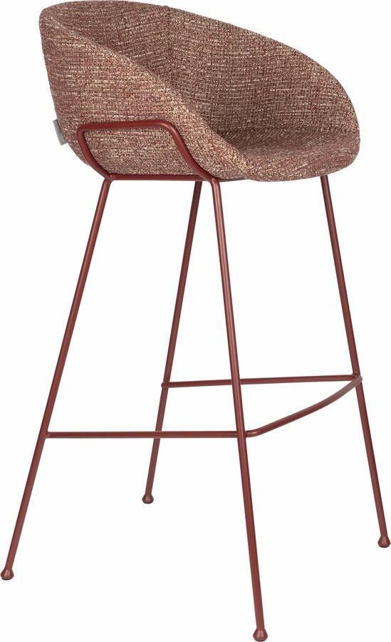 Zuiver Barkruk Feston Chenille Roodbruin (zithoogte 76cm)