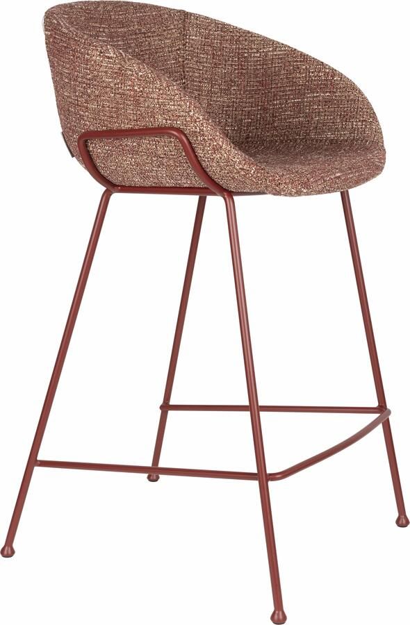 Zuiver Barstoel Feston Stof Rood (zithoogte 65cm)