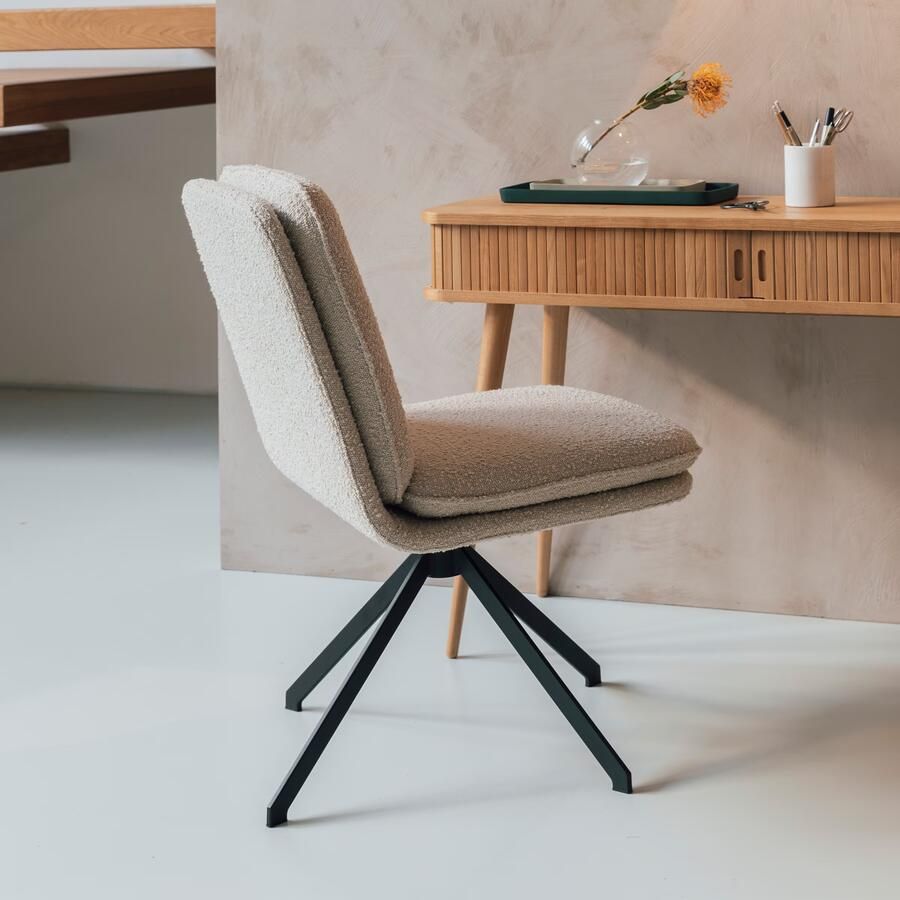 Zuiver Draaibare Eetkamerstoel Tyler Bouclé Beige