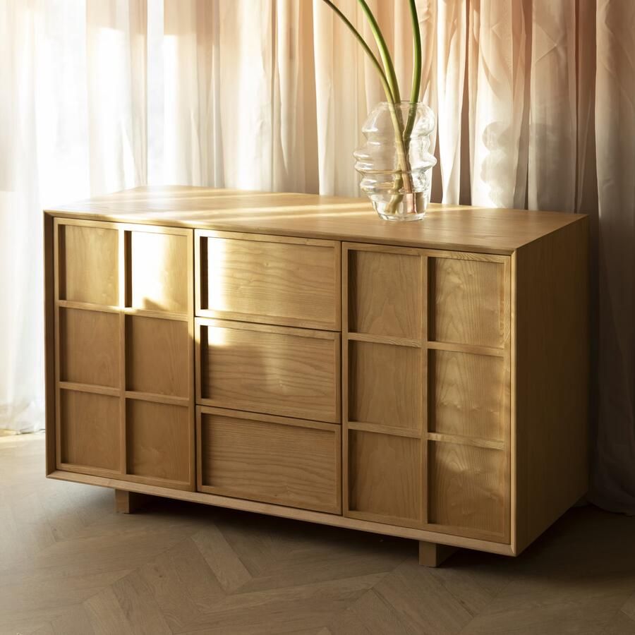 Zuiver Dressoir Raster Essenhout 120cm Naturel