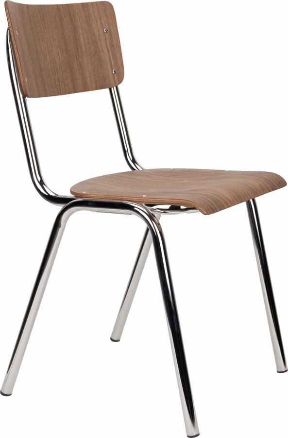 Zuiver Eetkamerstoel Back to School Walnoot en chroom