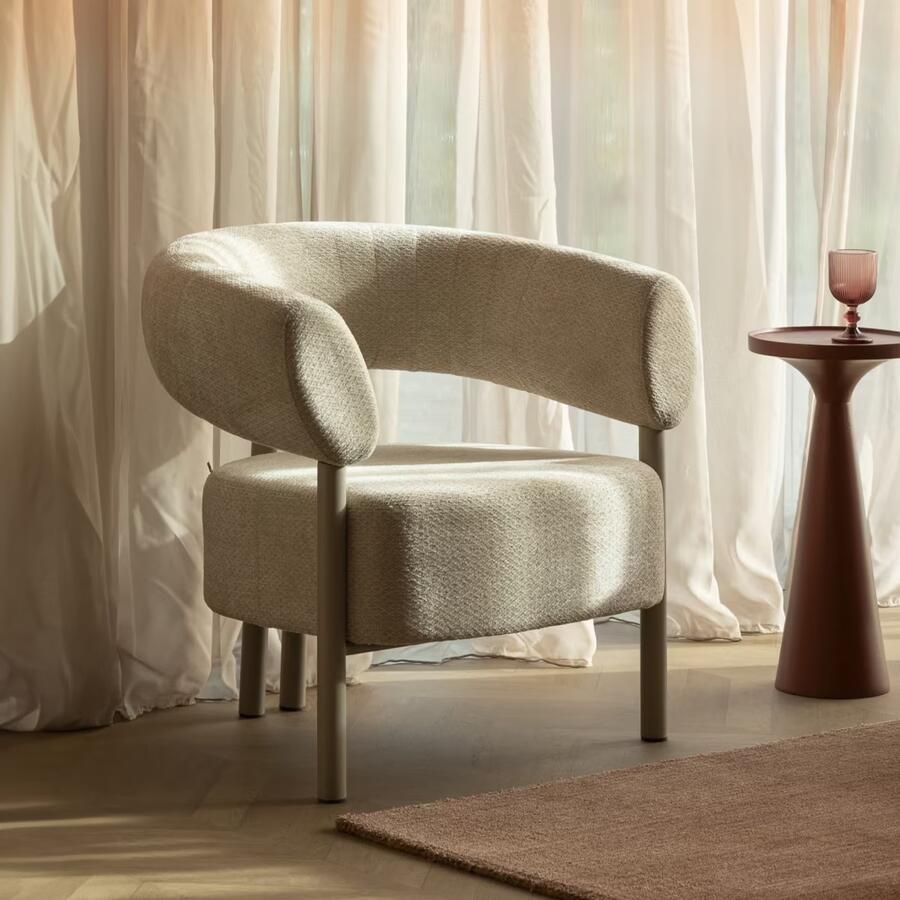 Zuiver Fauteuil Heels Geweven stof Beige