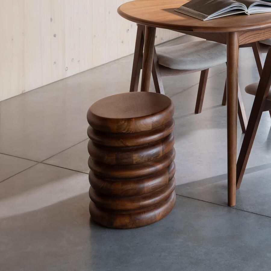 Zuiver Krukje Bijzettafel Disc Mangohout 35cm Bruin Rond