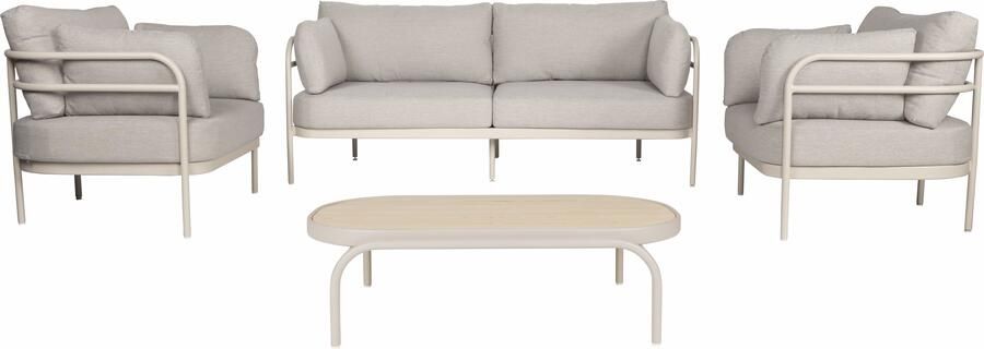 Zuiver Loungeset Vista Met 2-zits bank 2 fauteuils en tafel Beige