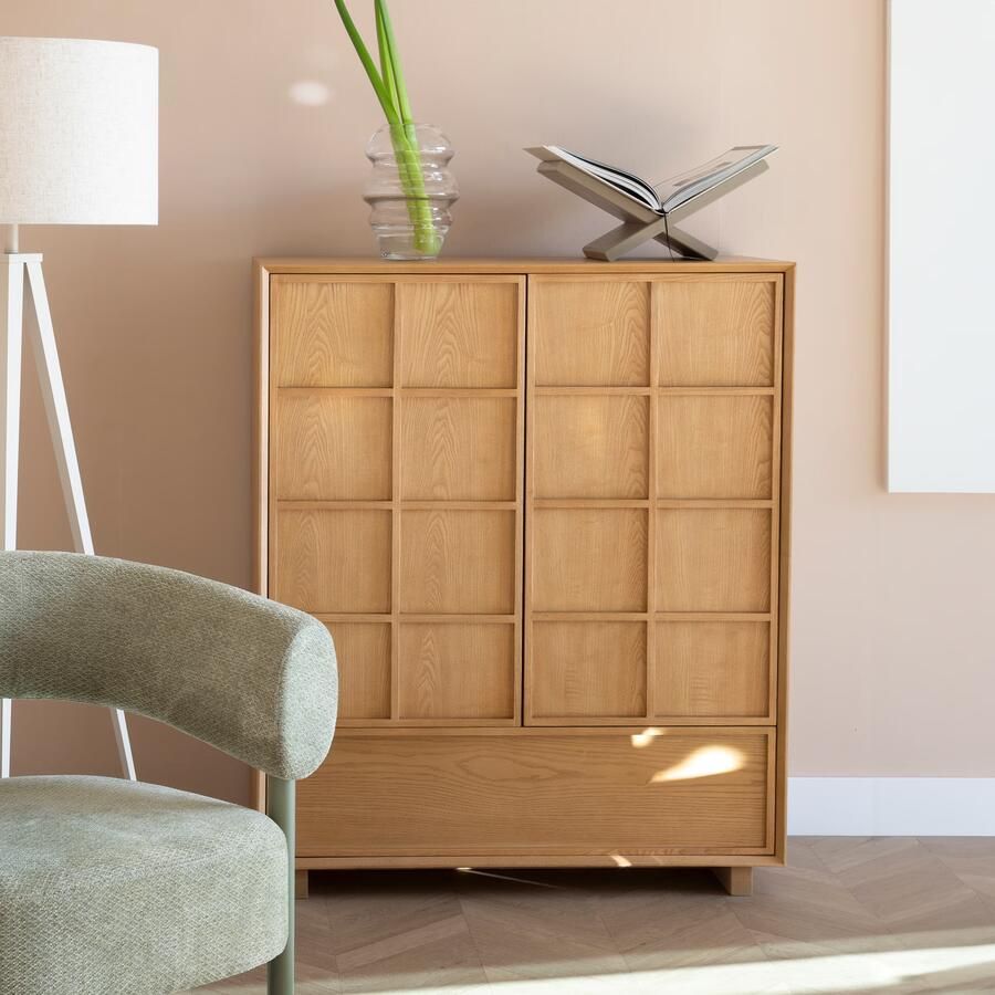 Zuiver Opbergkast Raster Essenhout 120 x 100cm Naturel