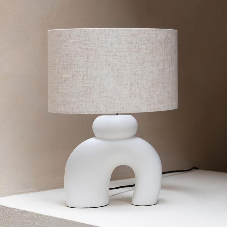 Zuiver Organische Tafellamp Bibi Keramiek en linnen Beige