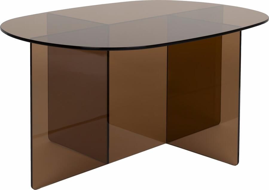 Zuiver Ovale Salontafel Linea Glas 80 x 60cm Bruin