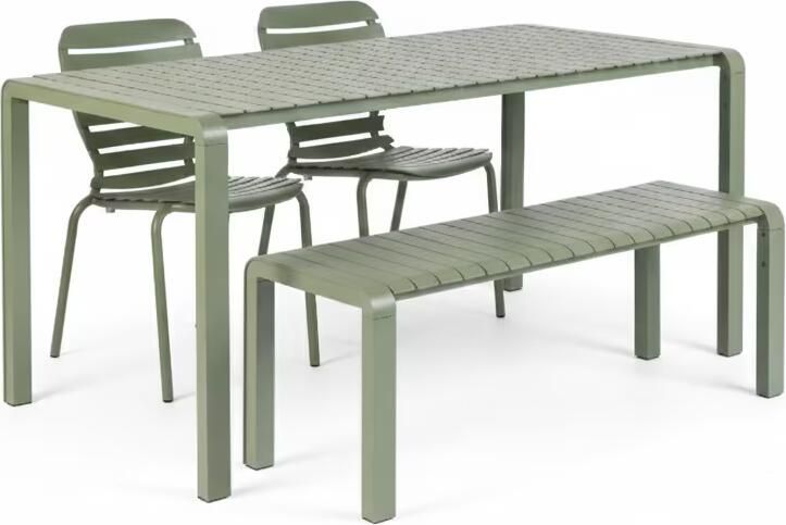 Zuiver Tuinset Vondel Met tuintafel 2 stoelen en bankje 168 x 87cm Groen