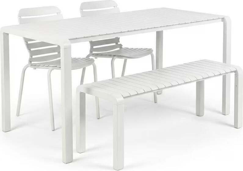 Zuiver Tuinset Vondel Met tuintafel 2 stoelen en bankje 168 x 87cm Wit