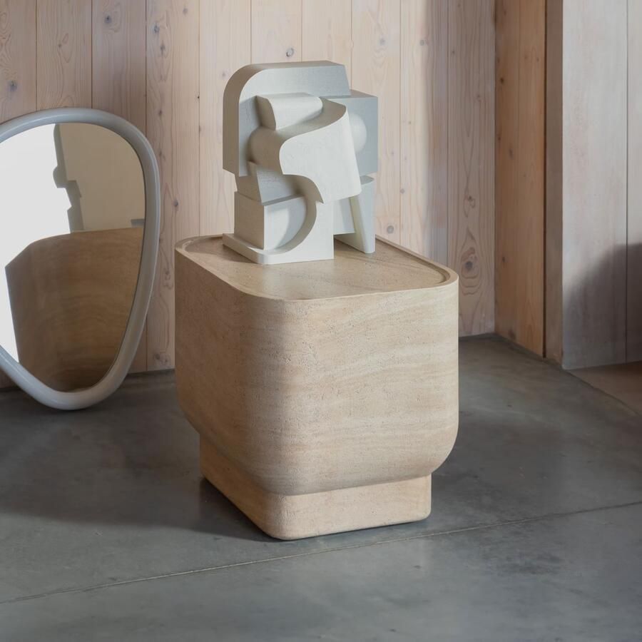 Zuiver Vierkante Bijzettafel Noble Travertinlook 45 x 45cm Beige