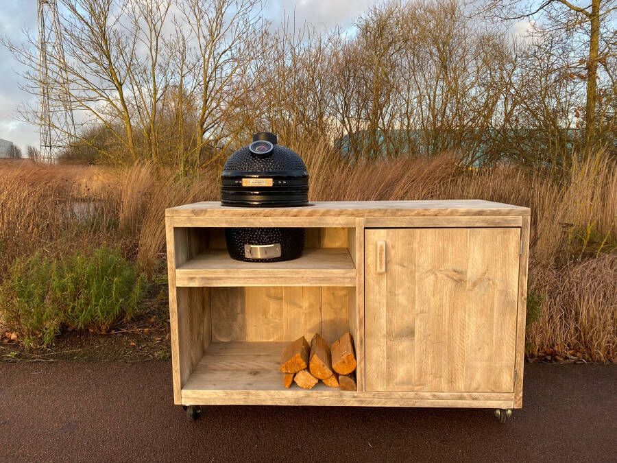 Steigerhouten buitenkeuken Yara met deur