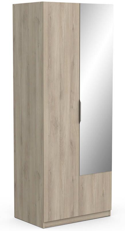 Ameubelment Kledingkast Ghost 2 deuren met spiegel 80x203 cm eiken
