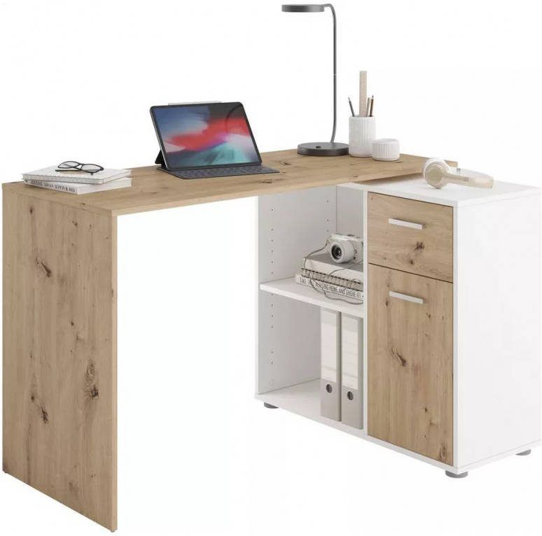 FD Furniture Hoekbureau Albert 117 cm breed in artisan eiken met wit